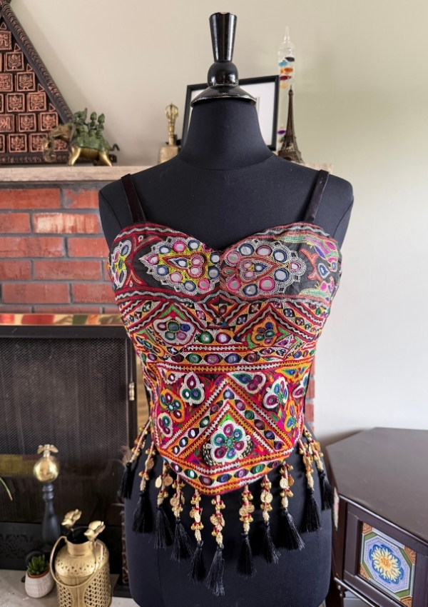 Black Kutchi Mirror Navratri Corset